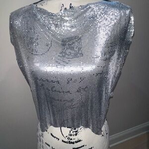Silver Sequin/Chain Women's Crop Top One Size SHEIN - Brand New